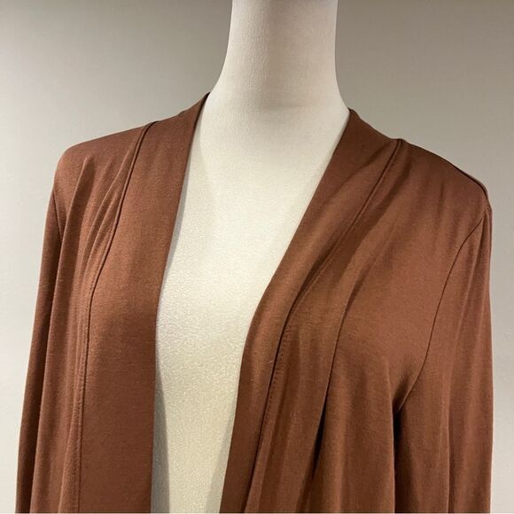 Isaac Mizrahi Brown Long Cardigan Sweater duster size small - Picture 2 of 13